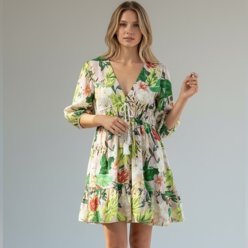 ANTONIO MELANI Brynn Floral Tiered Pink Dress